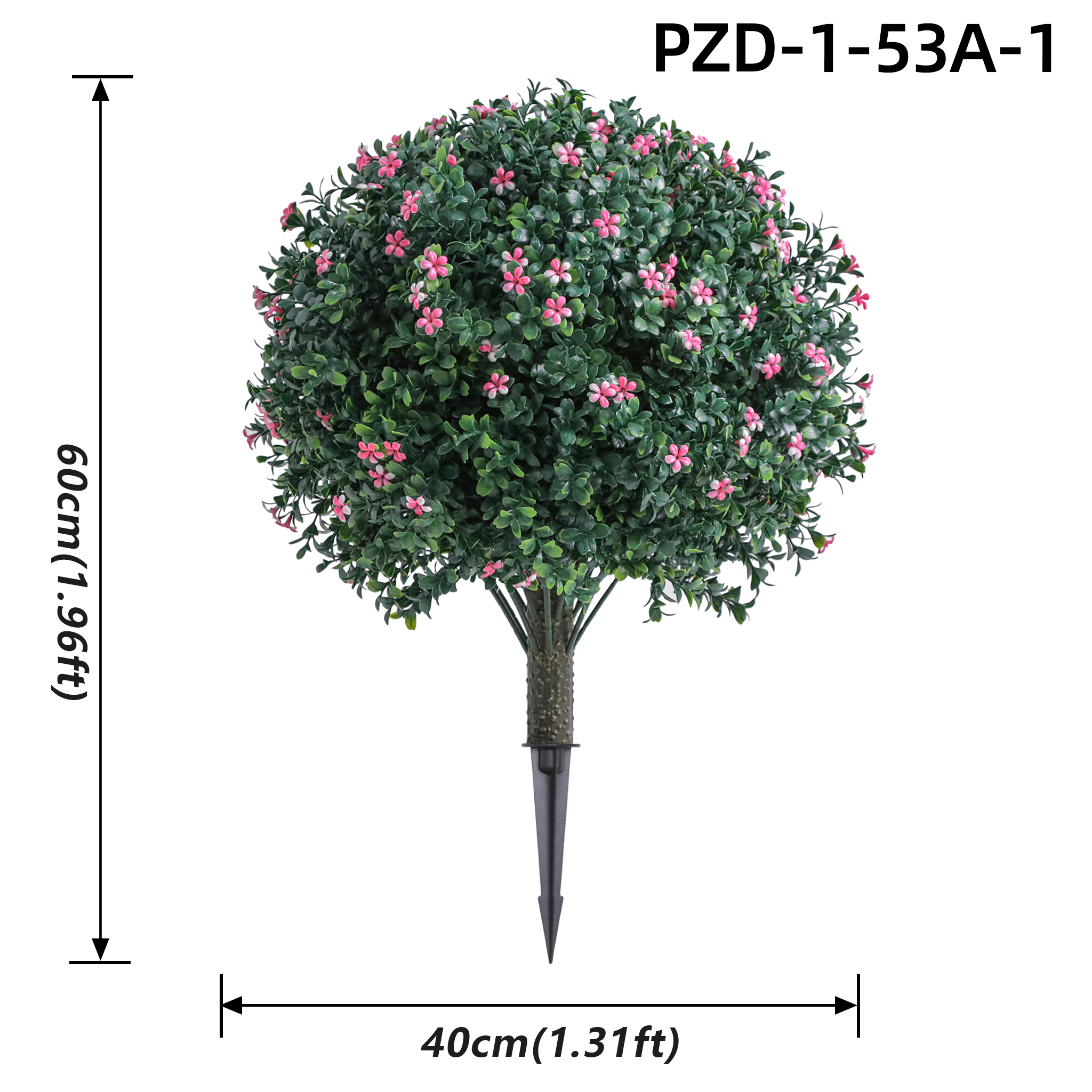 Pink Artificial Boxwood Flower Topiary Ball With Ground Spike