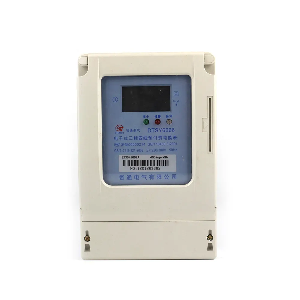 O cartão trifásico eletrônico do IC de quatro fios 3X220/380V pagou antecipadamente o medidor da energia do pagamento adiantado da eletricidade