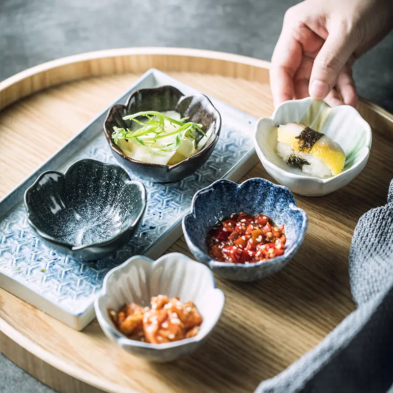 Японское керамическое блюдо из сакуры, вишневый цвет, каваи, тарелка для соуса, чаша для цветов, посуда для кухни, соуса, уксуса