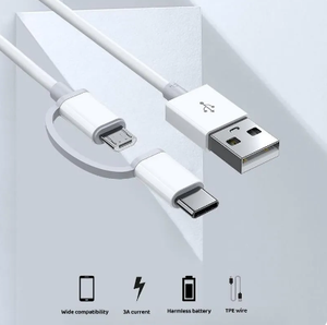 OEM 2A快速充电数据传输USB2.0 2合1微型USB到C型充电和同步电缆 - Product Image 2