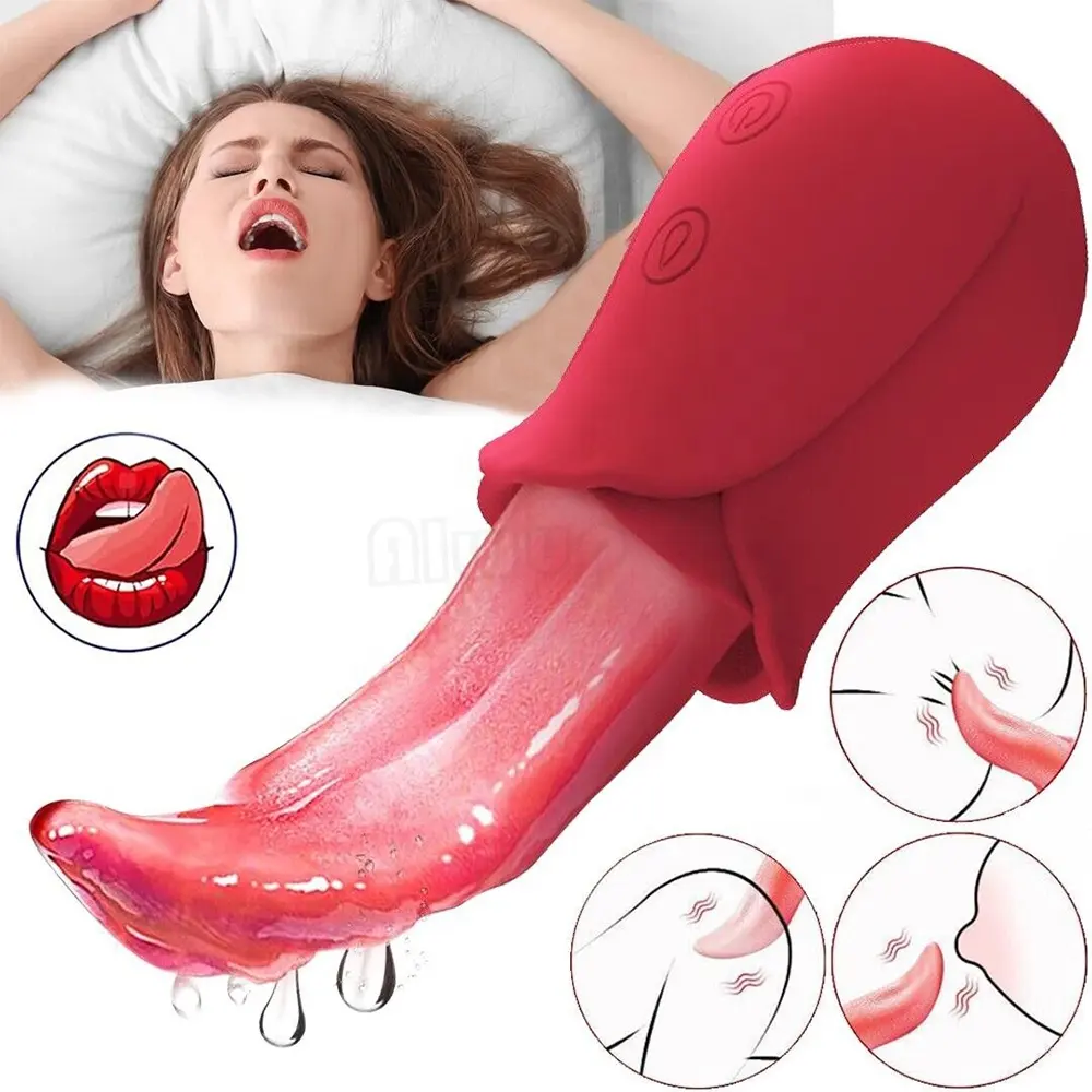 Vendita calda realistica lingua leccare vibratori giocattoli sessuali per le donne femminile masturbazione G spot clitoride stimolatore capezzolo massaggiatore