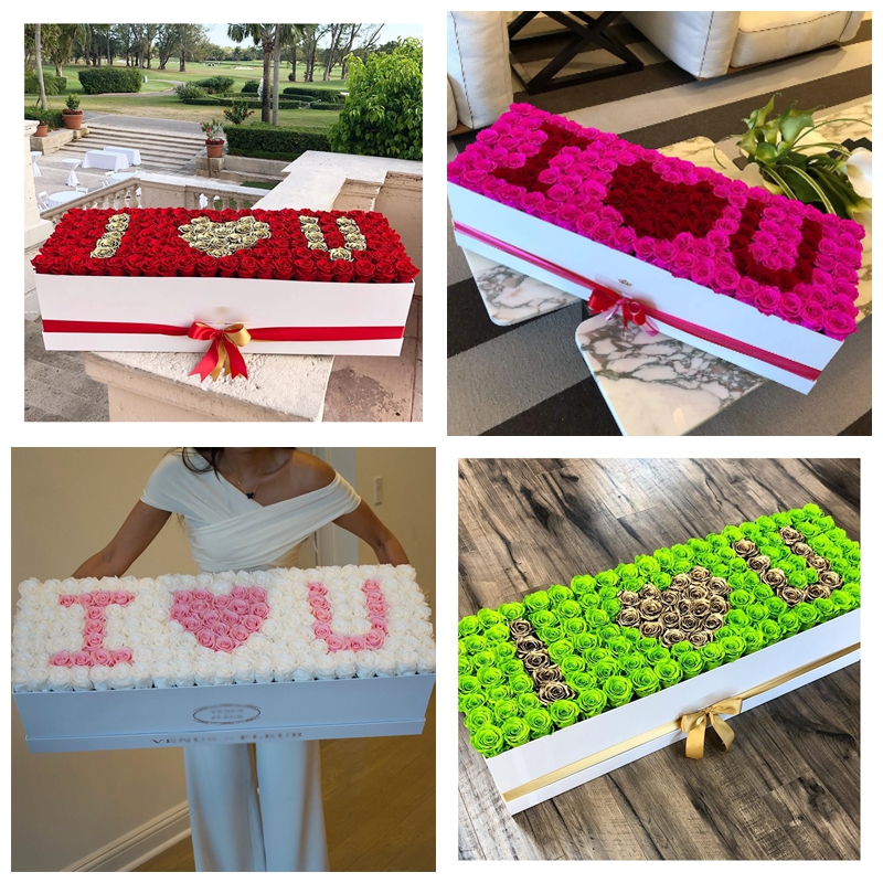 Boîte rectangulaire de 140 roses