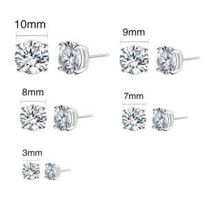 Bông Tai Đồ Trang Sức Zircon Bông Tai Của Phụ Nữ Tùy Chỉnh 925 Sterling Bạc Vòng Rõ Ràng Cubic Zirconia Nhỏ <span class=keywords><strong>Stud</strong></span> Bông Tai Phụ Nữ - Product Image 1