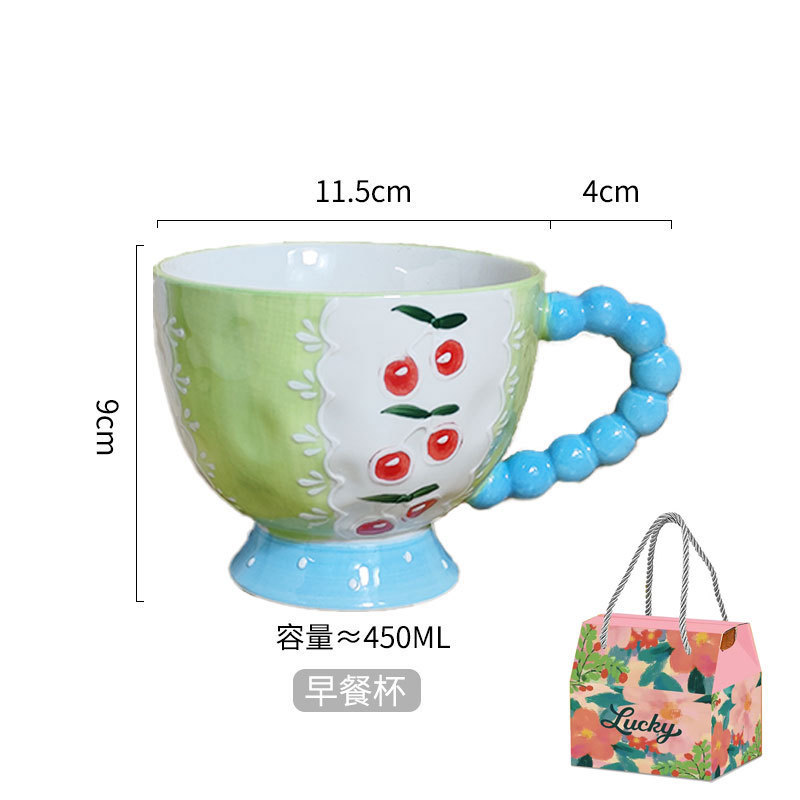 Coffret cadeau avec poignée en perles de cerise bleue
