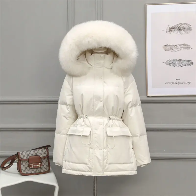 Pamuk yastıklı Parkas kadın kış büyük kürk kalınlaşmak ceket kadın gevşek sıcak kürk astar kapşonlu dış giyim ceket ve mont