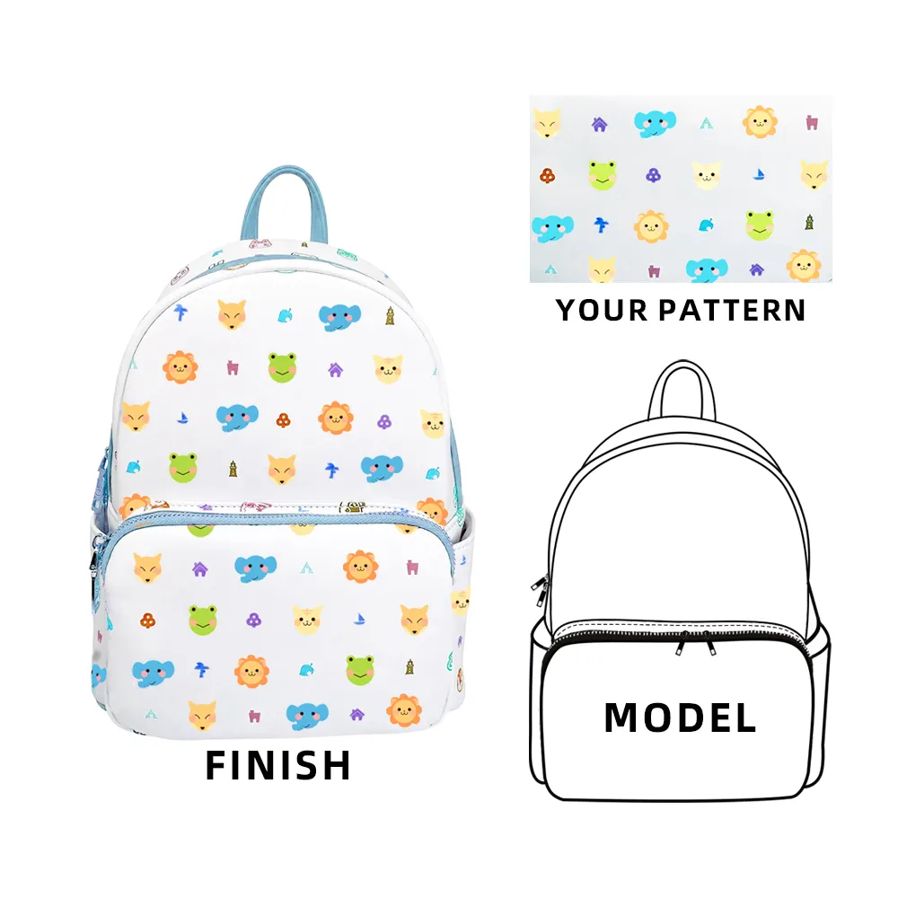 Mochila de grande capacidade de logotipo personalizado, mochila feminina de alta qualidade de pu, saco de escola, design de moda feminino personalizado, seu padrão