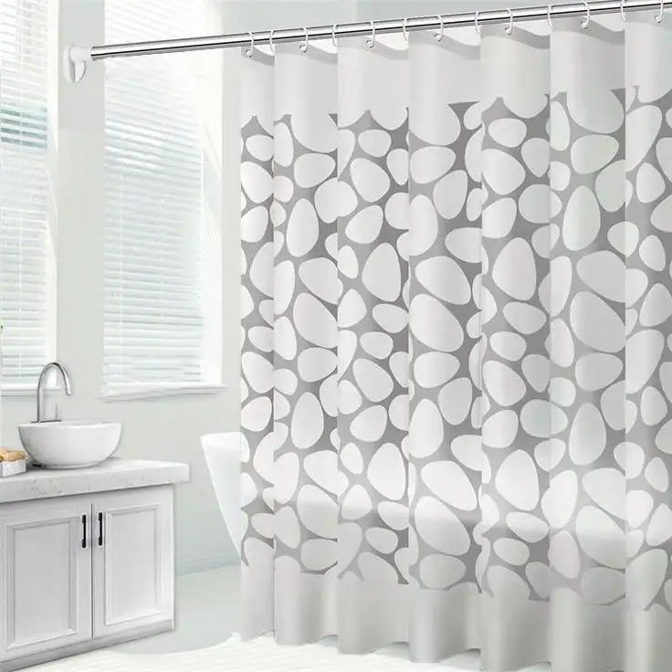 Cortina de baño de PEVA resistente al moho impermeable personalizada, cortina de ducha de baño con estampado de diseñador Floral