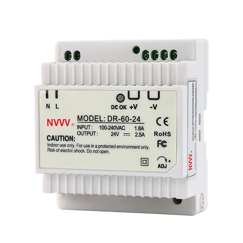 รางนำ Nvvv DR-60-24 SMPS สวิตช์2.5A 12 W อินพุต60W 24V สำหรับอุตสาหกรรมแหล่งจ่ายไฟรางดิน60W 24V สำหรับเครื่องพิมพ์3D