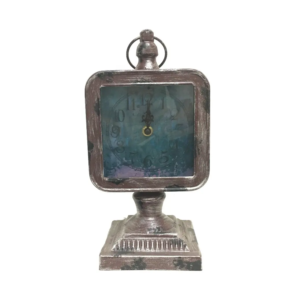 Reloj de mesa de metal cepillado marrón de diseño retro