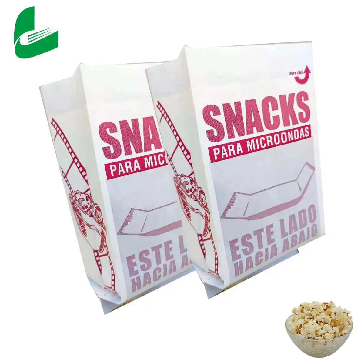 Huafeng Custom logo Printed Disposable Heat Seal Greaseproof Paper Microwave Popcorn Bags