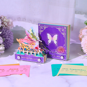 Nuevos productos Bloques de diario Personalizado 3D Flor Modelo Bloc de notas Cubos cuadrados Personalizado Promocional Rotacional Musical Base Notas Pad - Product Image 2
