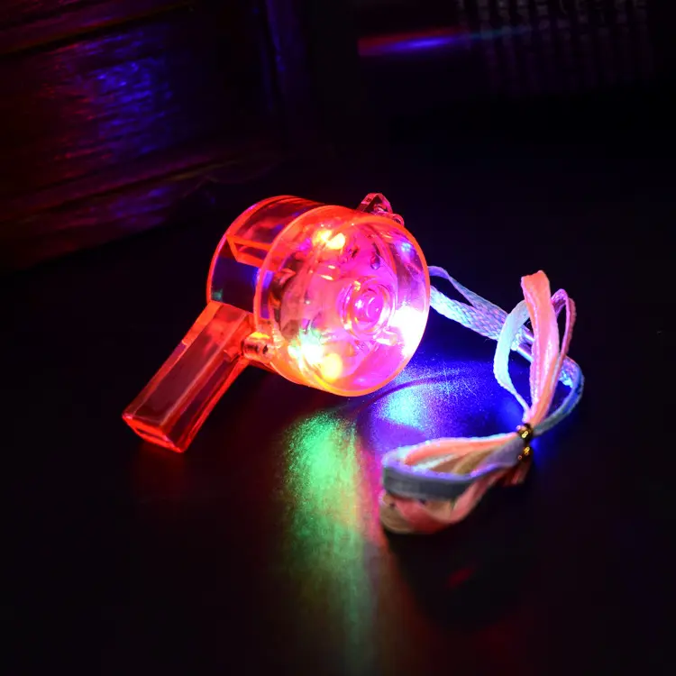 Glow Whistles Party Supplies LED Light up Whistle with Lanyard Necklace Colorful Gl ow in the Dark Fun Party Favor