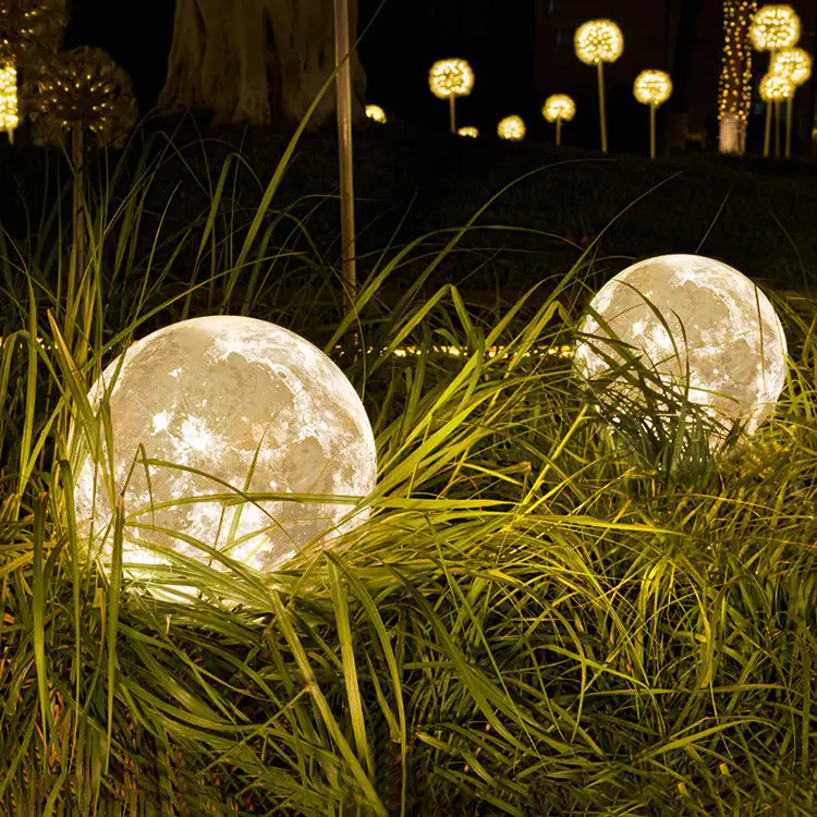 IP65 Водонепроницаемая цветная зарядка ландшафтный парк придорожная декоративная лампа для вечеринки Солнечный сад лужайка в форме Луны уличные лунные огни