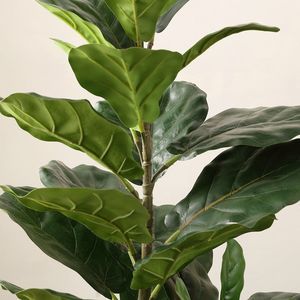 Linwoo Unterschied liche Höhe Große Blätter Wohnzimmer Holz stamm Realistisches Grün Künstliche Geige Blätter Baum