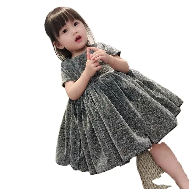 Moda niñas Georgette vestido de comunión niños manga corta crepé vestido de fiesta bebé cumpleaños vestido de noche