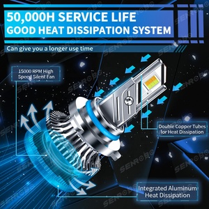 Senrobo ไฟหน้า LED สำหรับรถยนต์ <span class=keywords><strong>K8</strong></span>สามสี, 100W สว่างที่สุด H4 H1 H11 9006 9012 9005เปลี่ยนหลอดไฟหน้า LED ได้โดยตรง