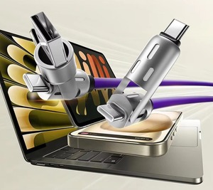 Dizüstü Tablet Android için 240W süper hızlı 4-in-1 şarj USB kablosu RGB renk LED veri kablosu - Product Image 4