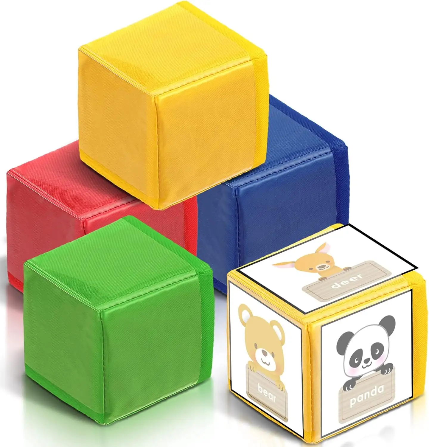 4 Pcs Pocket Dice Education Playing Game Dice Number Color Alphabet DIY Photo Soft Pocket Cubes for Classroom Education Toys