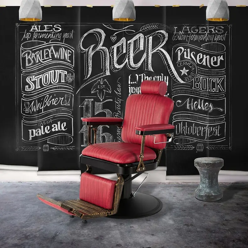 Novo Design Preto Base Vermelho Hair Salon Cadeiras Do Cliente Cadeiras De Salão De Estilo Antigo Cadeira De Estilo De Cabelo Para Venda