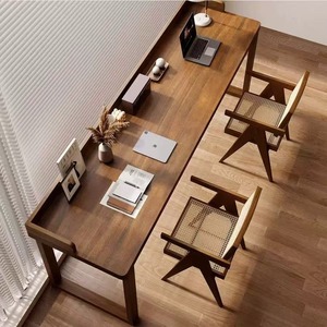ノルディックソリッドウッド大型ロングデスクすべてソリッドウッド家庭用リビングルーム大型ボードテーブルダブルオフィステーブル学生研究