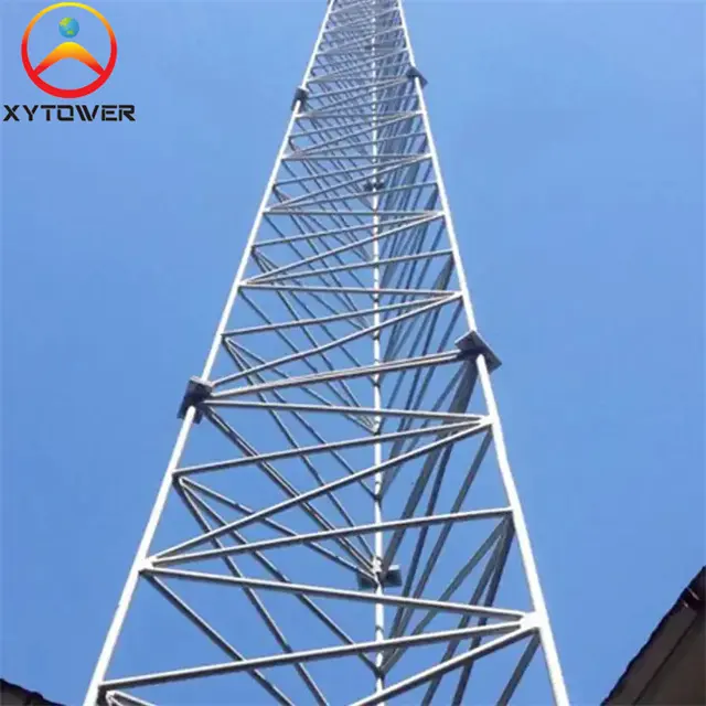 Hot Dip Galvanizado Gsm Antena De Telecomunicações De Aço Tubular Guy Wire 30m Malha Triangular Mastro Guyed Torre