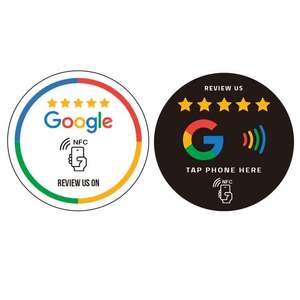 Esaminaci su google Adesivo Adesivo Personalizzato cerchio quadrato google business recensione tags nfc qr code sticker