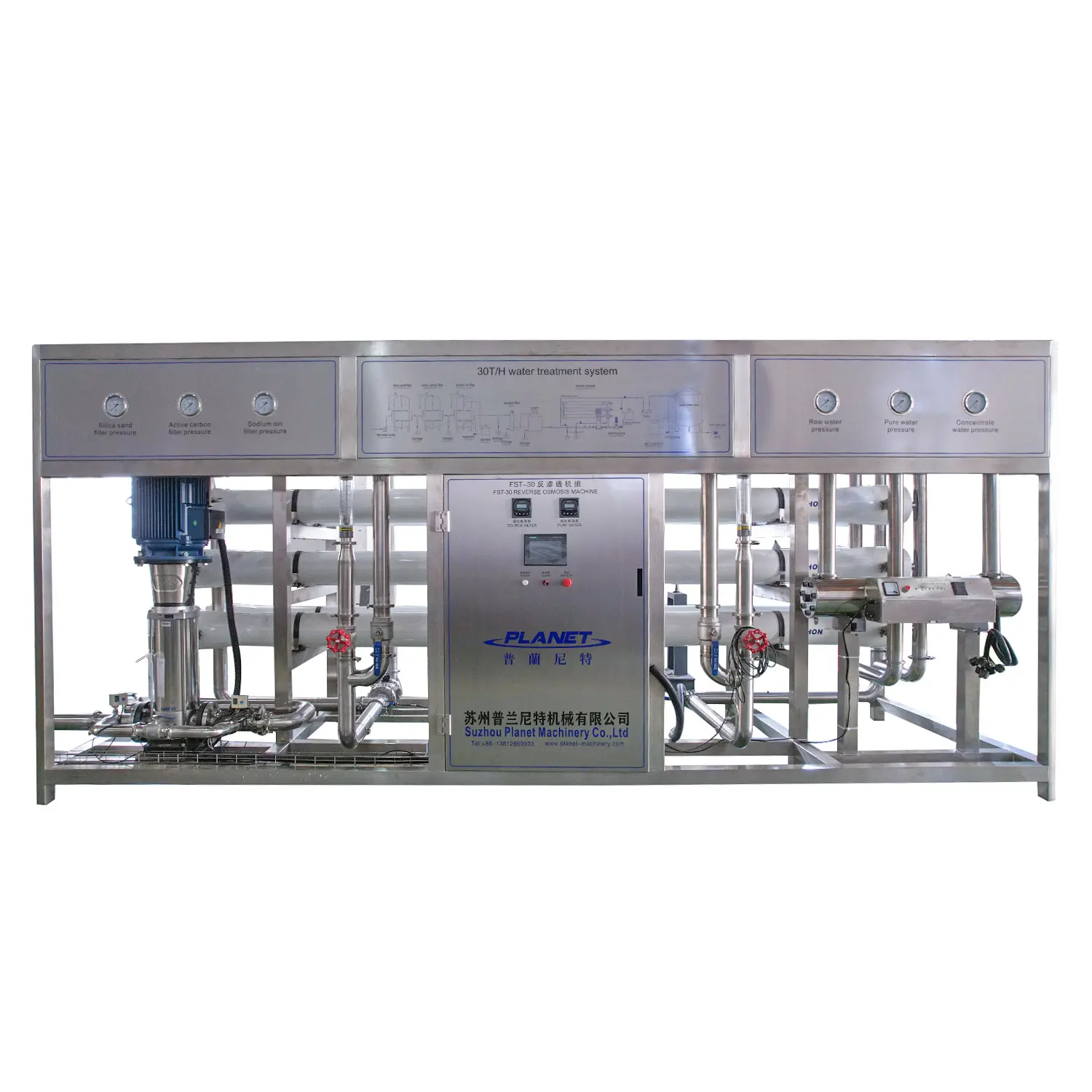 Sistema di filtrazione dell'impianto di trattamento delle acque commerciale del sistema di osmosi inversa del sistema di trattamento delle acque del ro industriale della macchina del pianeta