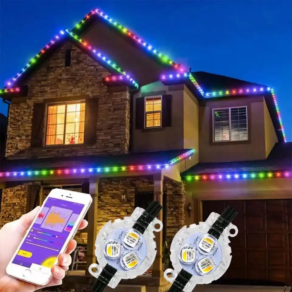 Pixel LED inteligente para decoración navideña, luz RGB de 12v, resistente al agua Ip68, novedad