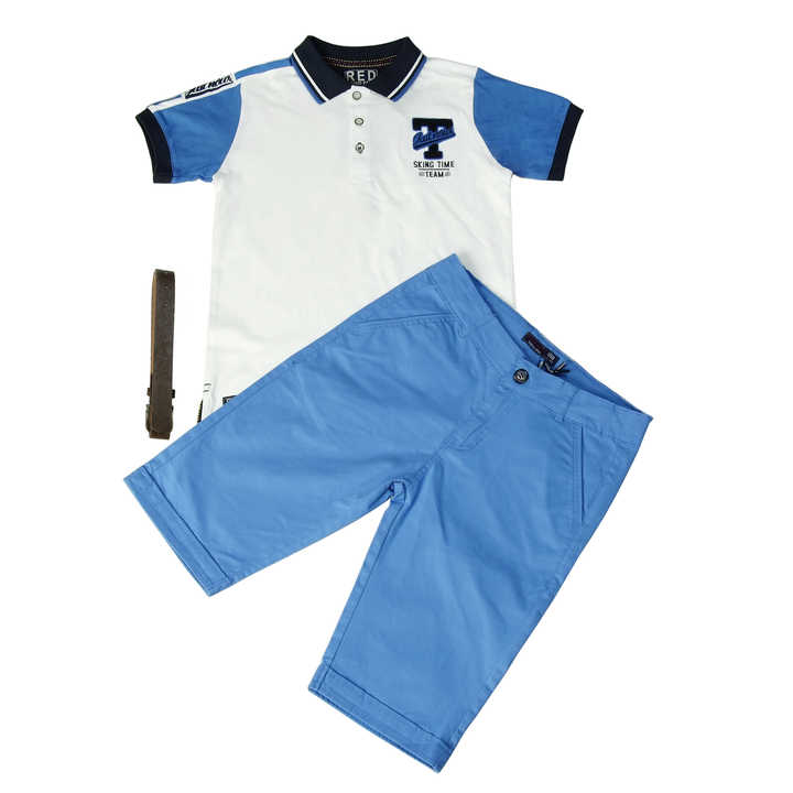 High Quality Customizable Summer Polo Shirt Shorts Set for 4-12 Boys 100% Cotton Casual Solid Logo Pattern 2 P c s Boy Clothing