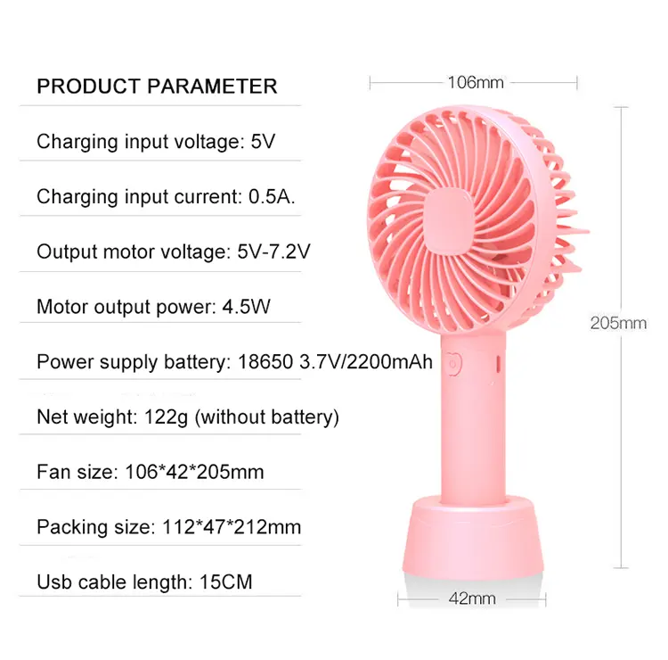 Miniventilador eléctrico portátil con batería, recargable por Usb, personalizado, venta al por mayor