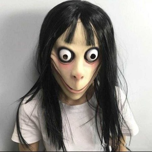 Allogogo korkunç ürpertici cadılar bayramı yüz maskesi maskeli Cosplay parti sahne korku bebek Momo cadılar bayramı maskesi