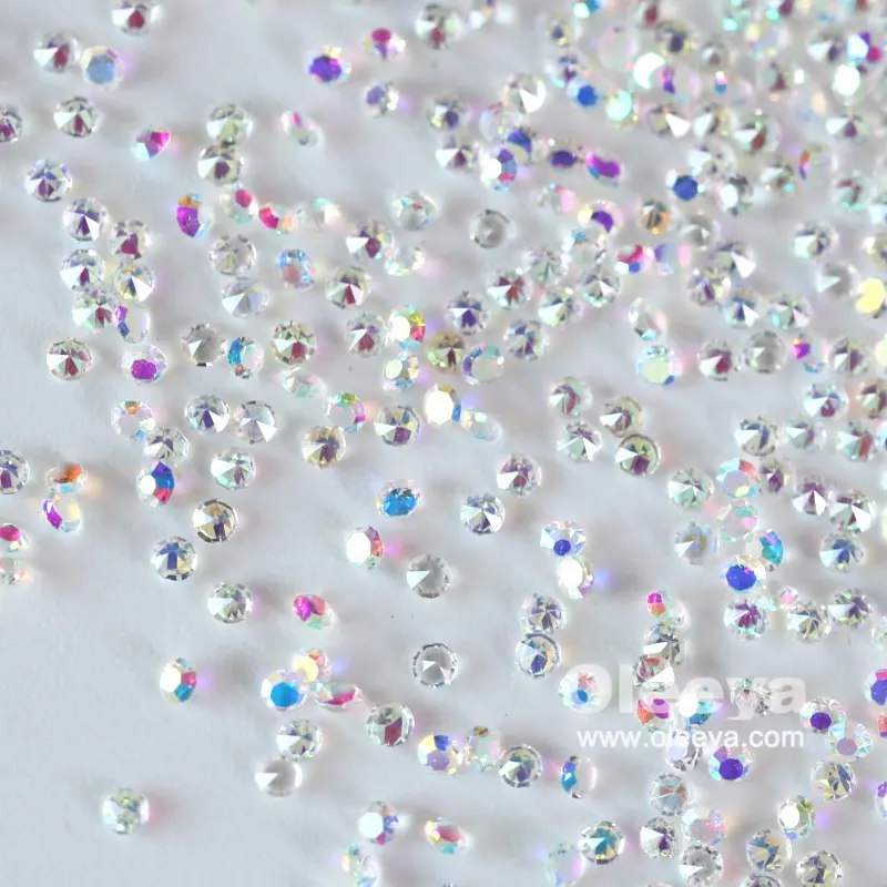 Venta al por mayor de vidrio de 1,1mm a 1,8mm de uñas de cristal de vidrio pequeño Pixie polvo Micro Zircon cuentas de diamantes de imitación diseños de uñas para arte Decoración