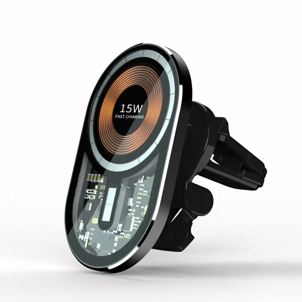 Cargador de coche inalámbrico magnético rápido de 15W para iPhone Cargador inalámbrico de coche inteligente Soportes de teléfono móvil