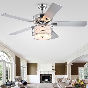 DB Moira 52英寸镀铬吊扇，带5个叶片和遥控器，包括2个叶片颜色选项 - Product Image 1