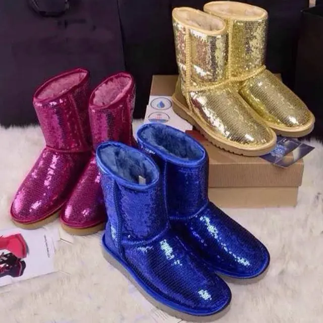 Nuevo Popular lentejuelas botas para la nieve de chica