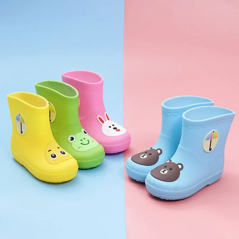 2021 Rain Boots Kids Boy Girls Rain Boots PVC Water Shoes Children Cartoon Shoes Waterproof Rainboots
