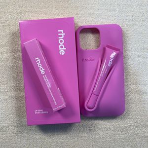 With Lip Gloss <strong>Rhode</strong> 3D Silicone Phone case for iPhone 11 12 13 14 15 16 Pro <strong>Max</strong> Lipgloss Balm Rubber Set Lipstick Back Cover