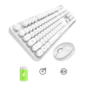 Conjunto de mouse redondo sem fio para teclado, 2.4g