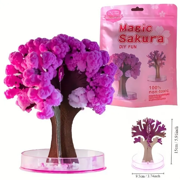 Magic Sakura Growing Tree Paper Sakura Crystal Trees Cherry Blossom Regalo de Navidad para niños