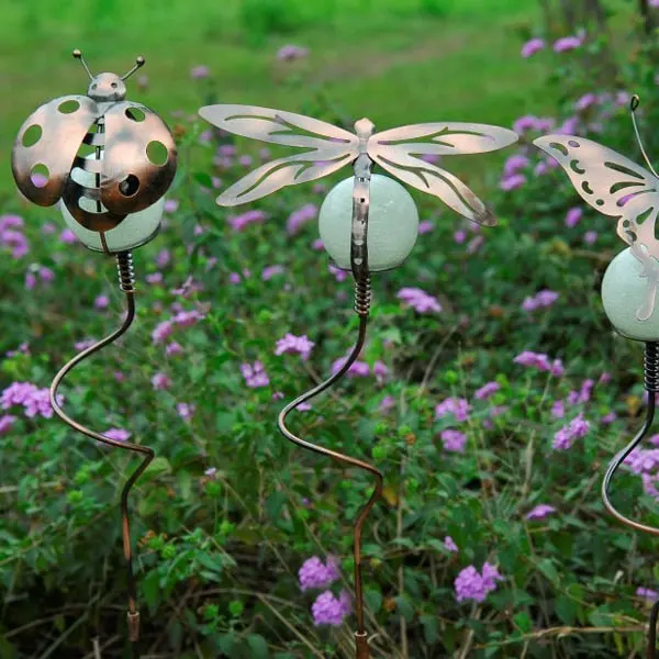 Mariquita de Metal que brilla en la oscuridad, decoración de jardín, artesanías de Metal