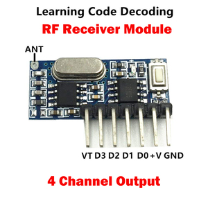 Módulo transmisor receptor RF RX480E, 433MHz, control remoto inalámbrico, 4 canales, código de aprendizaje 1527 para arduino 433MHz RF RX480E