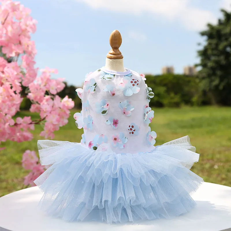 Leuke Katoen Huisdier Kleding Lente Zomer Puppy Hond Tutu Rokken Pet Party Jurk Prinses Jurken Kant Bloem Meisje Hond Kleding