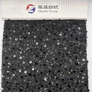 סיטונאי מעצב אופנה 100% פוליאסטר 160gsm רקמת נצנצים תחרה בד לנשים שמלה