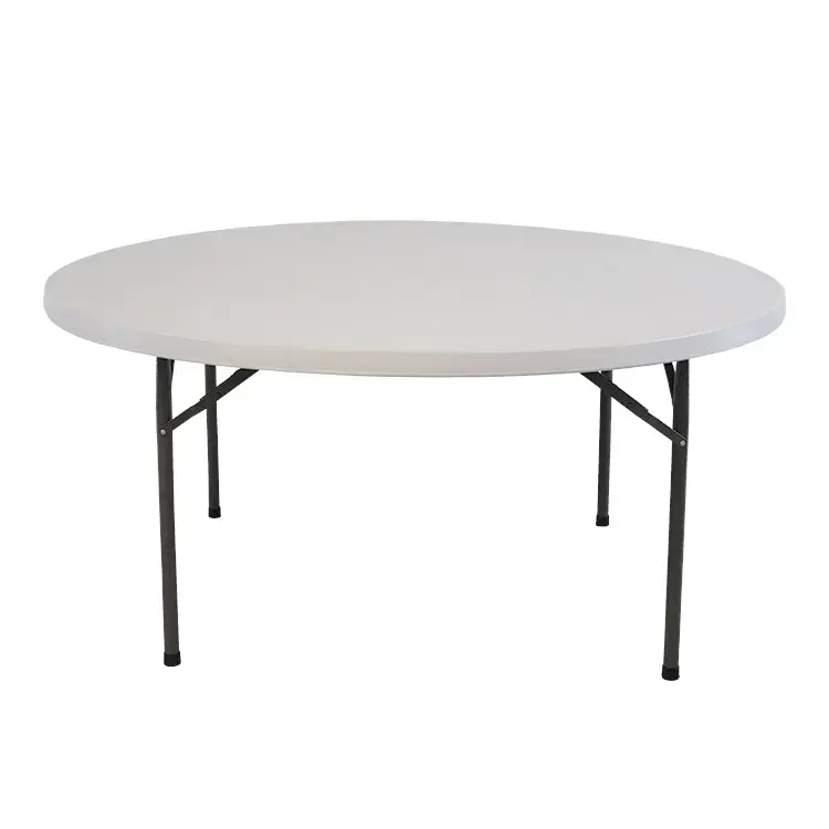 4ft 5ft 6ft Location de tables de banquet en plastique pliantes rondes blanches pour événements mariages