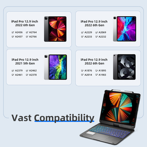 360度旋转键盘适用于iPad 12.9 BT键盘外壳12.9 "3-6代触摸无线盖 - Product Image 5