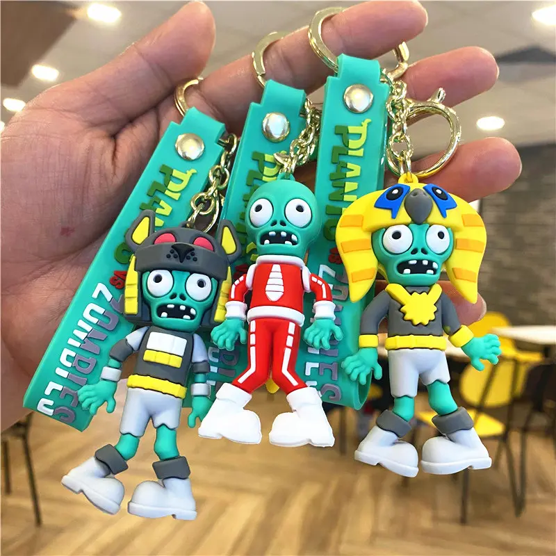 Atacado Criativo 3D Cartoon Figura Plants vs. Zombies Keychain Pvc Doll Keychain Gift Car Bag Pingente PVZ