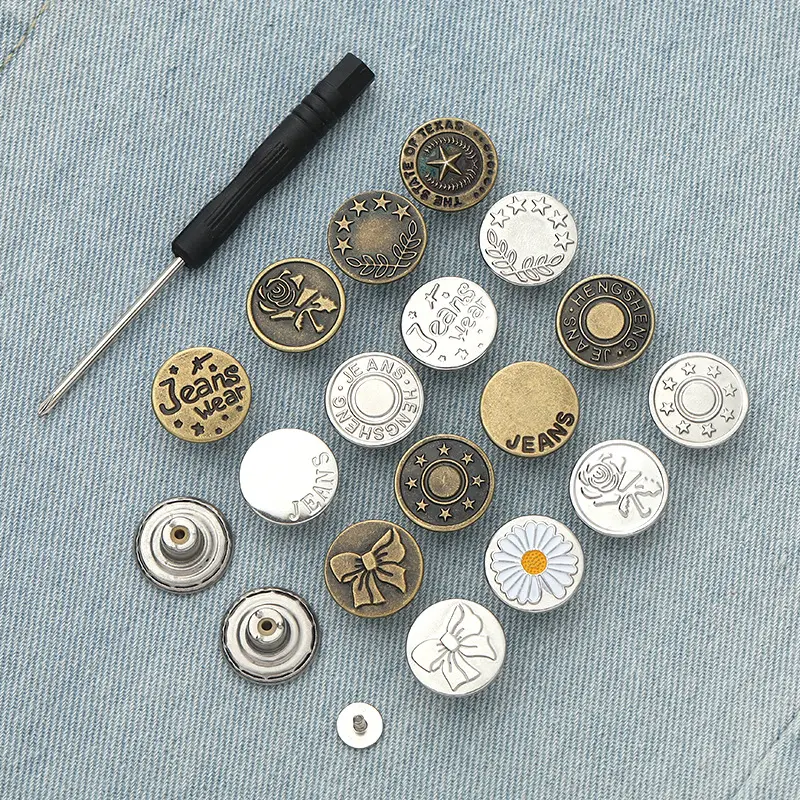 Bottone personalizzato bottone a pressione in rilievo in lega di zinco metallo oro argento Denim con gambo Jeans bottoni e rivetti per vestiti di Jeans