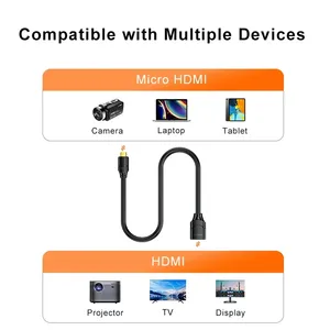 SAMZHE微型至HDMI适配器4K/60hz 3D微型HDMI，适用于GoPro Hero 7覆盆子Pi 4索尼尼康编织HDMI电缆 - Product Image 6