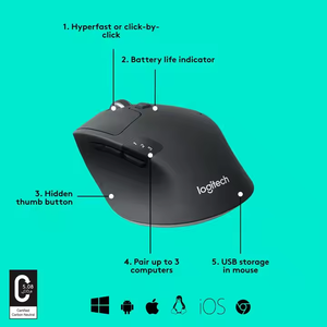 Hot Sale <strong>Logitech</strong> M720 Programmable Buttons Mouse Multi-Device Wireless Gaming Mouse Ergonomics Mouse for Gaming/Office - Product Image 6