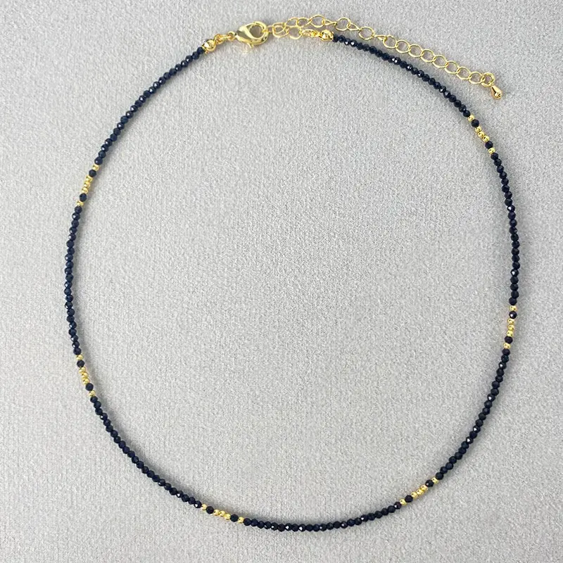 Collane di perle nere sfaccettate lucide 925 argento Sterling pietra naturale gemma collana nera per gioielli da donna